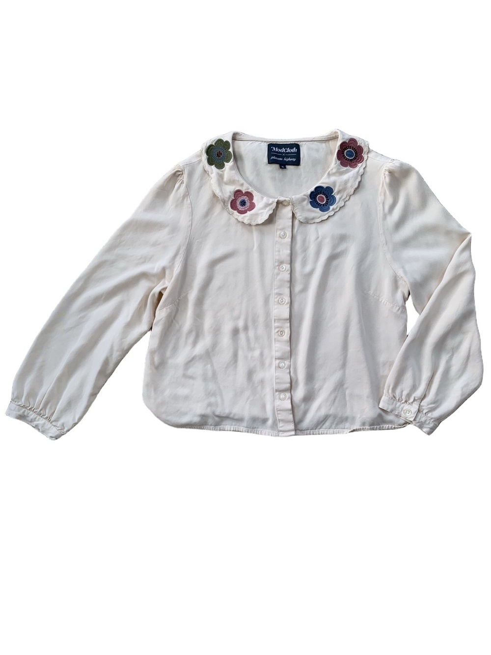 ModCloth x Princess Highway Women’s Size 16 Embroidered Floral Button-Up Blouse